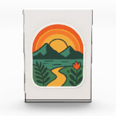 Retro Natuur Sunset -  Mountain Fotoblokken (Voorkant)