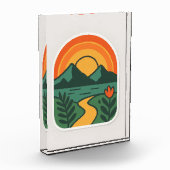 Retro Natuur Sunset - Mountain Fotoblokken (Links)