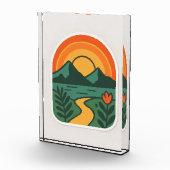 Retro Natuur Sunset - Mountain Fotoblokken (Rechts)