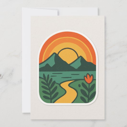 Retro Natuur Sunset -  Mountain Kaart (Voorkant)