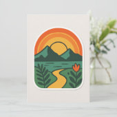 Retro Natuur Sunset -  Mountain Kaart (Staand voorkant)
