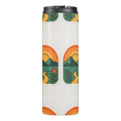 Retro Natuur Sunset - Mountain Thermosbeker (Achterkant)