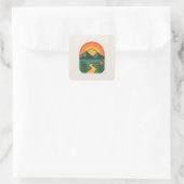 Retro Natuur Sunset -  Mountain Vierkante Sticker (Tas)