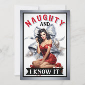Retro Naughty en I Know It Christmas Pinup Kaart (Voorkant)