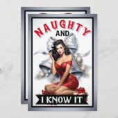 Retro Naughty en I Know It Christmas Pinup Kaart (Voorkant / Achterkant)