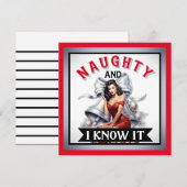 Retro Naughty en ik ken het Kerstmis Pinup Feestdagenkaart (Voorkant / Achterkant)