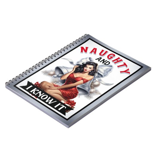 Retro Naughty en ik ken het Kerstmis Pinup Notitieboek (Linkerzijde)