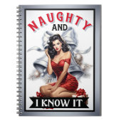 Retro Naughty en ik ken het Kerstmis Pinup Notitieboek (Voorkant)