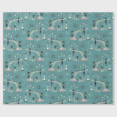 Retro Naughty Kat Kerstmis Cadeaupapier (Vlak)