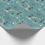 Retro Naughty Kat Kerstmis Cadeaupapier (Hoek)