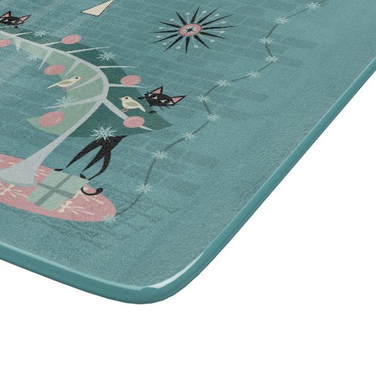 Retro Naughty Kat Kerstmis Snijplank (Hoek)