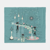 Retro Naughty Kat Kerstmis ©studioxine Fleece Deken (Voorkant (Horizontaal))