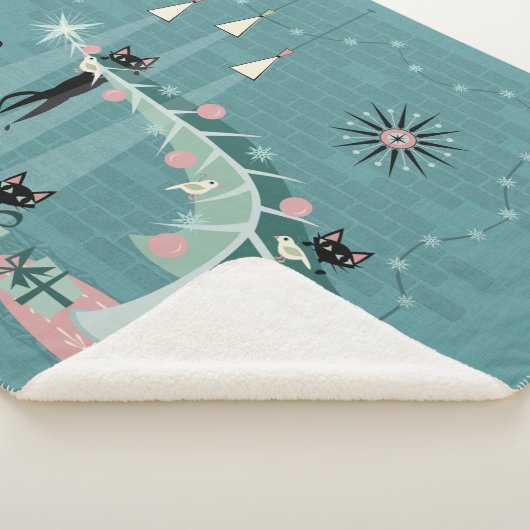 Retro Naughty Kat Kerstmis ©studioxine Sherpa Deken (3/4)