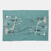 Retro Naughty Kat Kerstmis ©️ studioxine Theedoek (Horizontaal)