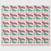 Retro Naughty of Nice kerst Cadeaupapier (Vlak)