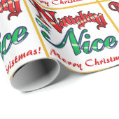 Retro Naughty of Nice kerst Cadeaupapier (Rol Hoek)