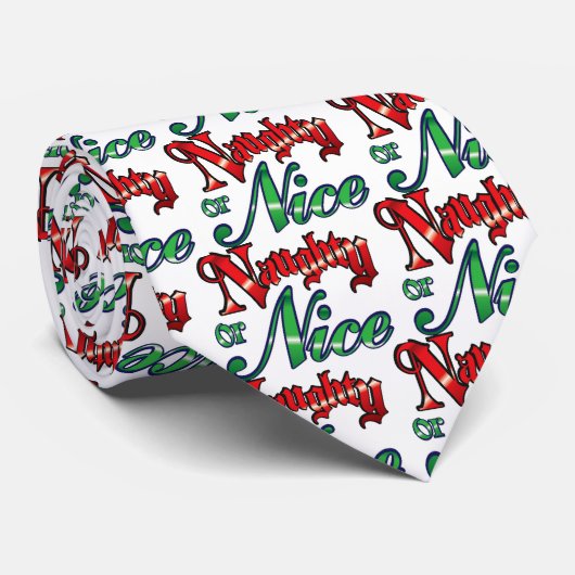 Retro  Naughty of Nice kerstfeestdag Stropdas (Opgerold)