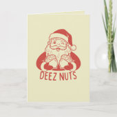 Retro Naughty Santa Deez Nuts Funny Christmas Kaart (Voorkant)