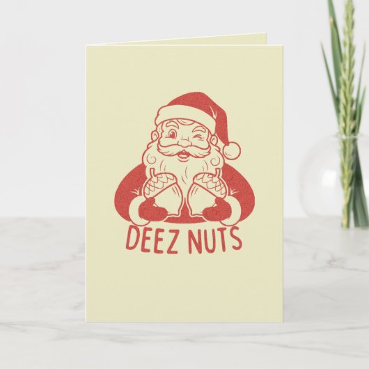 Retro Naughty Santa Deez Nuts Funny Christmas Kaart (Voorkant)