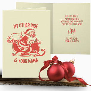 Retro Naughty Santa Yo Mama Grappige Kerstmis Kaart