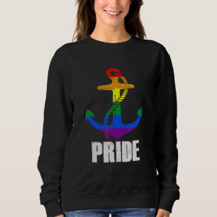 Retro Nautical Anchor Rainbow Lgbt Pride Gay Sailo Trui