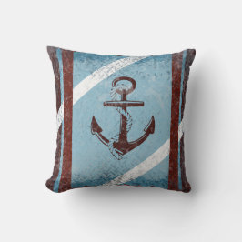 Retro Nautical Anchor Red Blue Grunge Distress Kussen