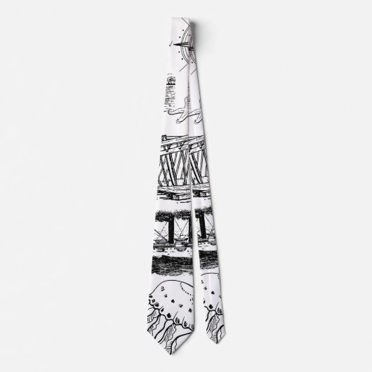 Retro Nautical Pattern Stropdas (Voorkant)
