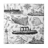 Retro Nautical Pattern Tegeltje (Voorkant)