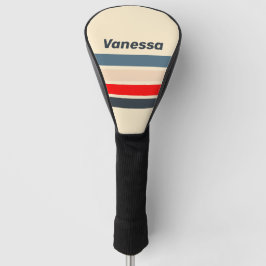 Retro Nautical Regenboog Over Strepen met Naam Golfheadcover