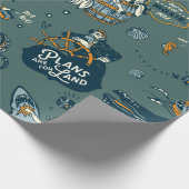 Retro Nautical Threadtical Ocean Pattern Cadeaupapier (Hoek)
