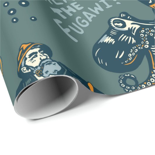 Retro Nautical Threadtical Ocean Pattern Cadeaupapier (Rol Hoek)