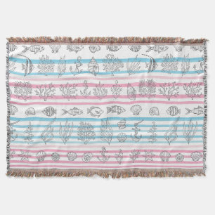 Retro Nautical Watercolor Patroon (12) Deken