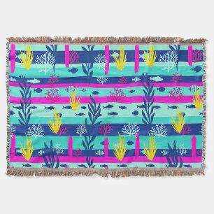 Retro Nautical Watercolor Patroon (5) Deken