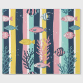 Retro Nautical Watercolor Patroon (7) Cadeaupapier (Vlak)