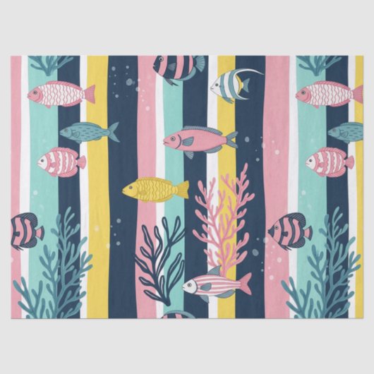Retro Nautical Watercolor Patroon (7) Tissuepapier (Voorkant)