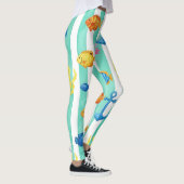 Retro Nautical Watercolor Patroon (9) Leggings (Rechts)