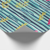 Retro Nautical Waterverf Patroon (1) Cadeaupapier (Hoek)