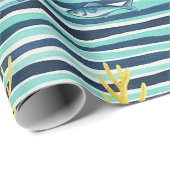 Retro Nautical Waterverf Patroon (1) Cadeaupapier (Rol Hoek)