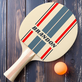 Retro Nautilus Regenboog Bord Strepen met Naam Tafeltennisbatje
