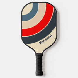 Retro Nautilus Regenboog Cirkel Streep met Naam Pickleball Paddle