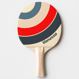 Retro Nautilus Regenboog Cirkel Streep met Naam Tafeltennisbatje