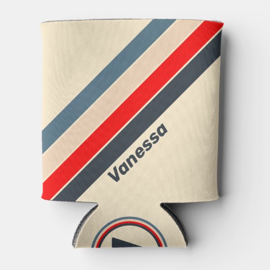 Retro Nautilus Regenboog Gestreepte met Naam Blikjeskoeler (Voorkant)