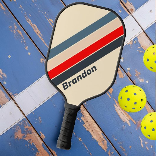 Retro Nautilus Regenboog met Naam Pickleball Paddle