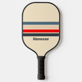Retro Nautilus Regenboog Over Strepen met Naam Pickleball Paddle