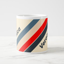 Retro Nautilus Regenboog Strepen met Naam Grote Koffiekop