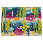 Retro Nautilus Waterverf Patroon (10) Groot Cadeauzakje (Voorkant)