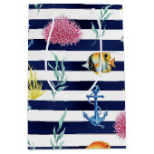 Retro Nautilus Waterverf Patroon (8) Medium Cadeauzakje (Voorkant)