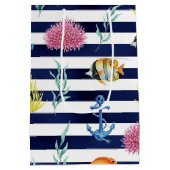 Retro Nautilus Waterverf Patroon (8) Medium Cadeauzakje (Achterkant)