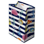 Retro Nautilus Waterverf Patroon (8) Medium Cadeauzakje (Achterkant Gekanteld)