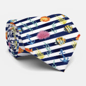 Retro Nautilus Waterverf Patroon (8) Stropdas (Opgerold)